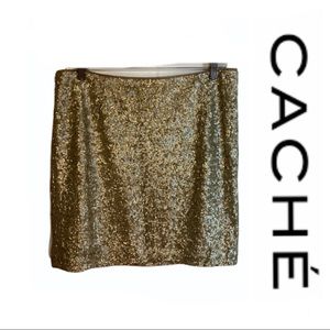 Cache gold micro sequin lined mini skirt
